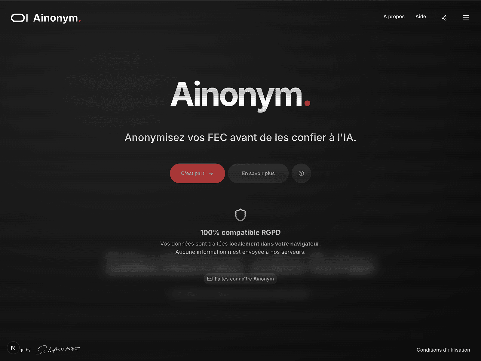 Écran d'accueil d'Ainonym