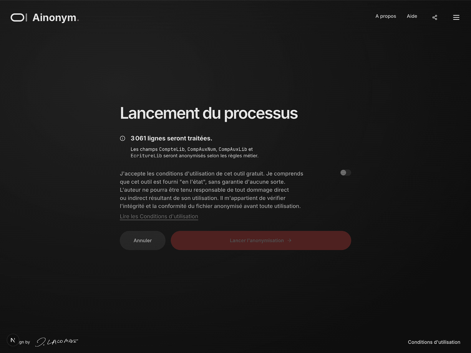 Lancement de l'anonymisation d'un FEC